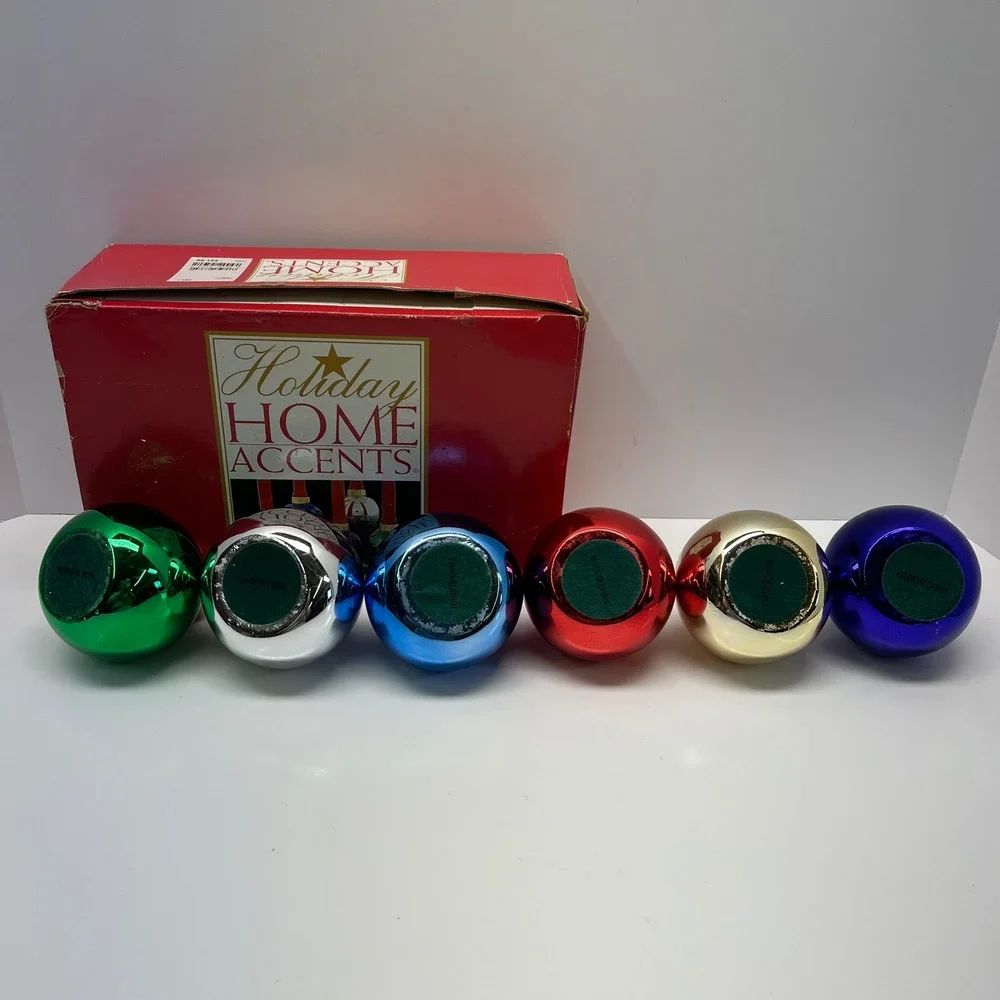VTG 90s Holiday Home Accents Set 6 Metallic Ornament Candle Holders‎ Multicolor